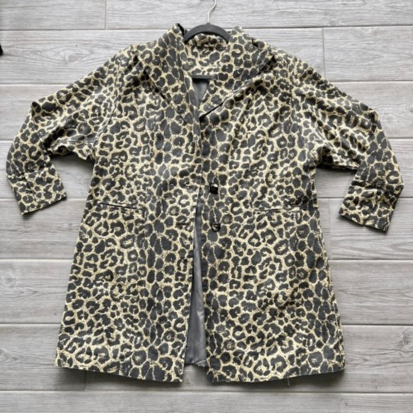 Womens Custom made Leopard‎ Print Button Front Long Sleeve Coat Size Medium - Picture 1 of 9